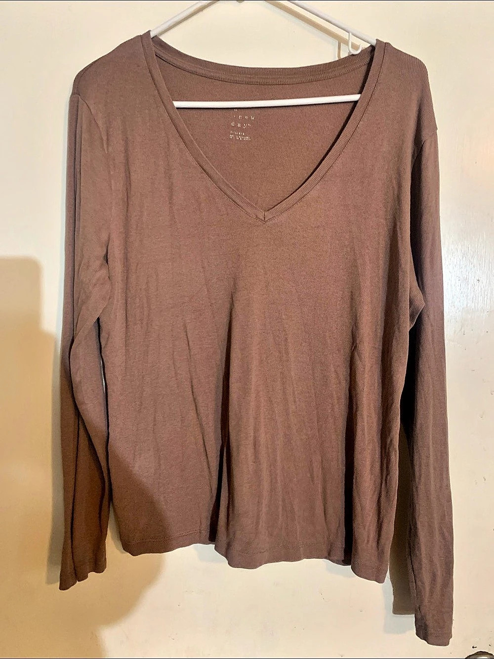 A New Day Women's Long Sleeve V-Neck Brown Size X-Large